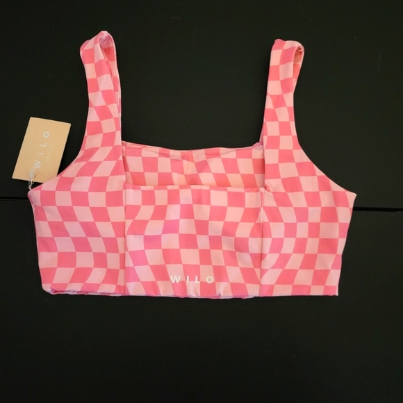 🆕️ Wilo Pink Checkered Sports Bra - Picture 2 of 3